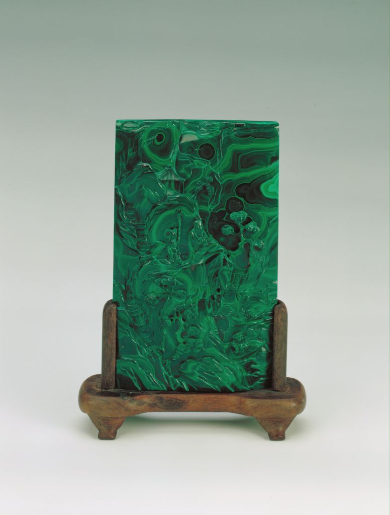 图片[1]-Malachite landscape figure screen insert-China Archive